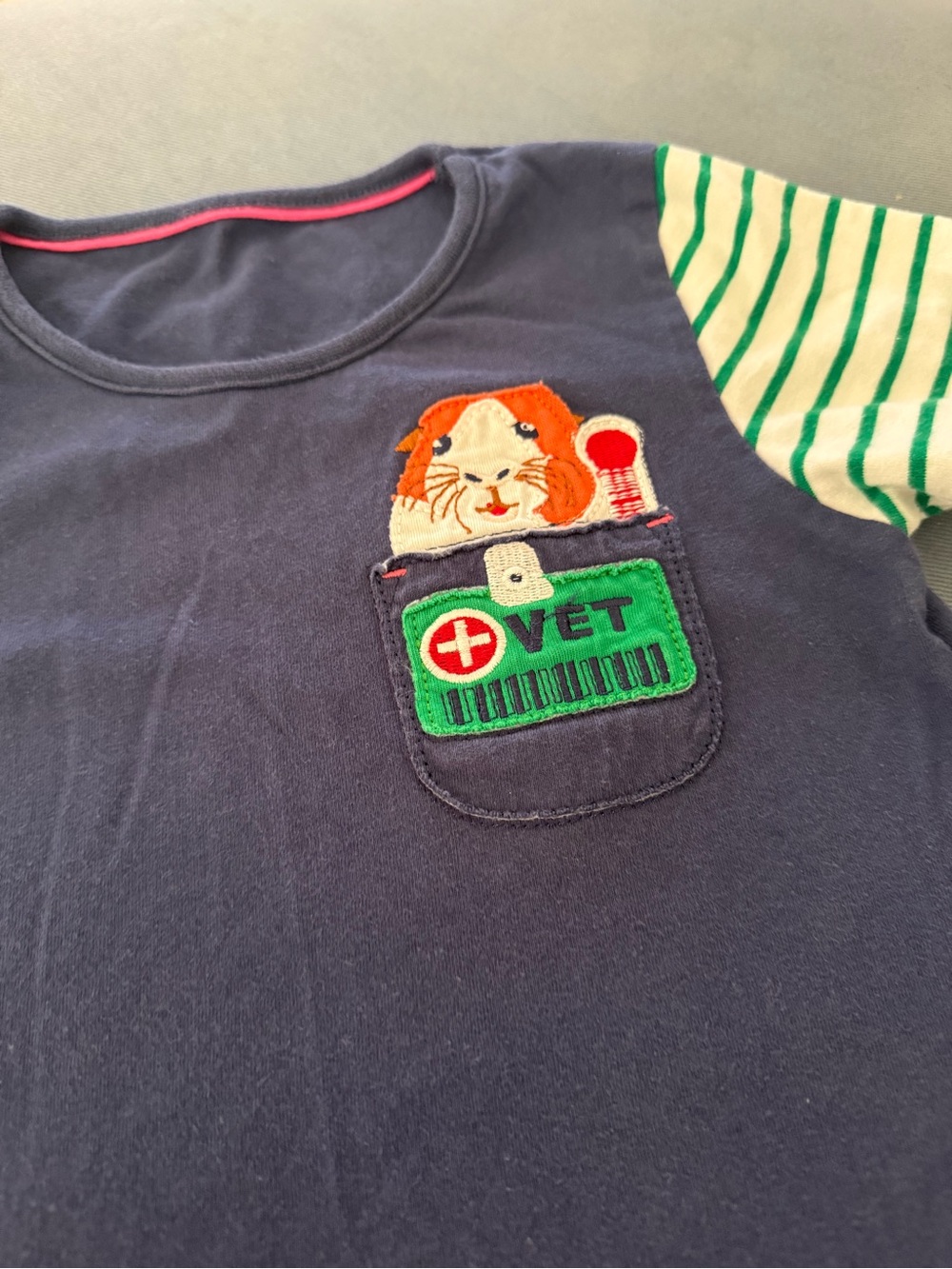 Mini Boden Vet Bunny Pocket Dress Navy Blue Appliqué Animal 3–4Y / 3T–4T - Picture 3 of 4